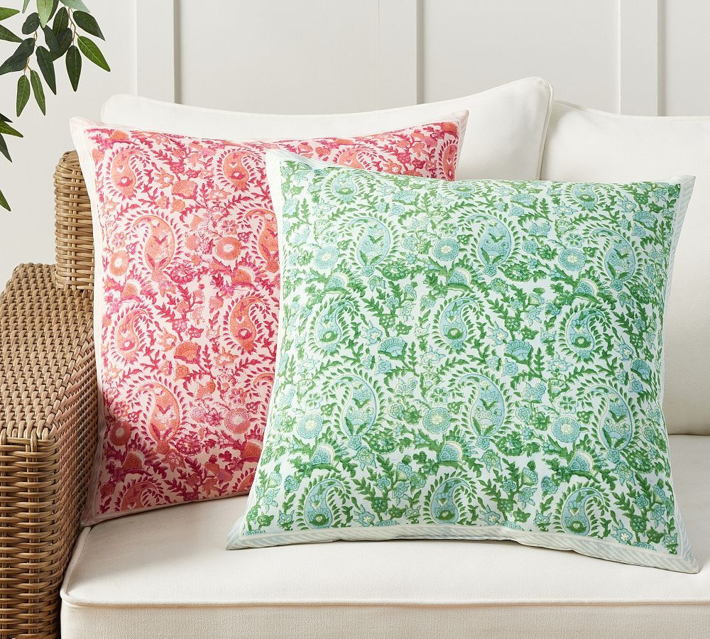 Jolora Reversible Floral Block Print Outdoor Throw Pillow | Pottery Barn (US)