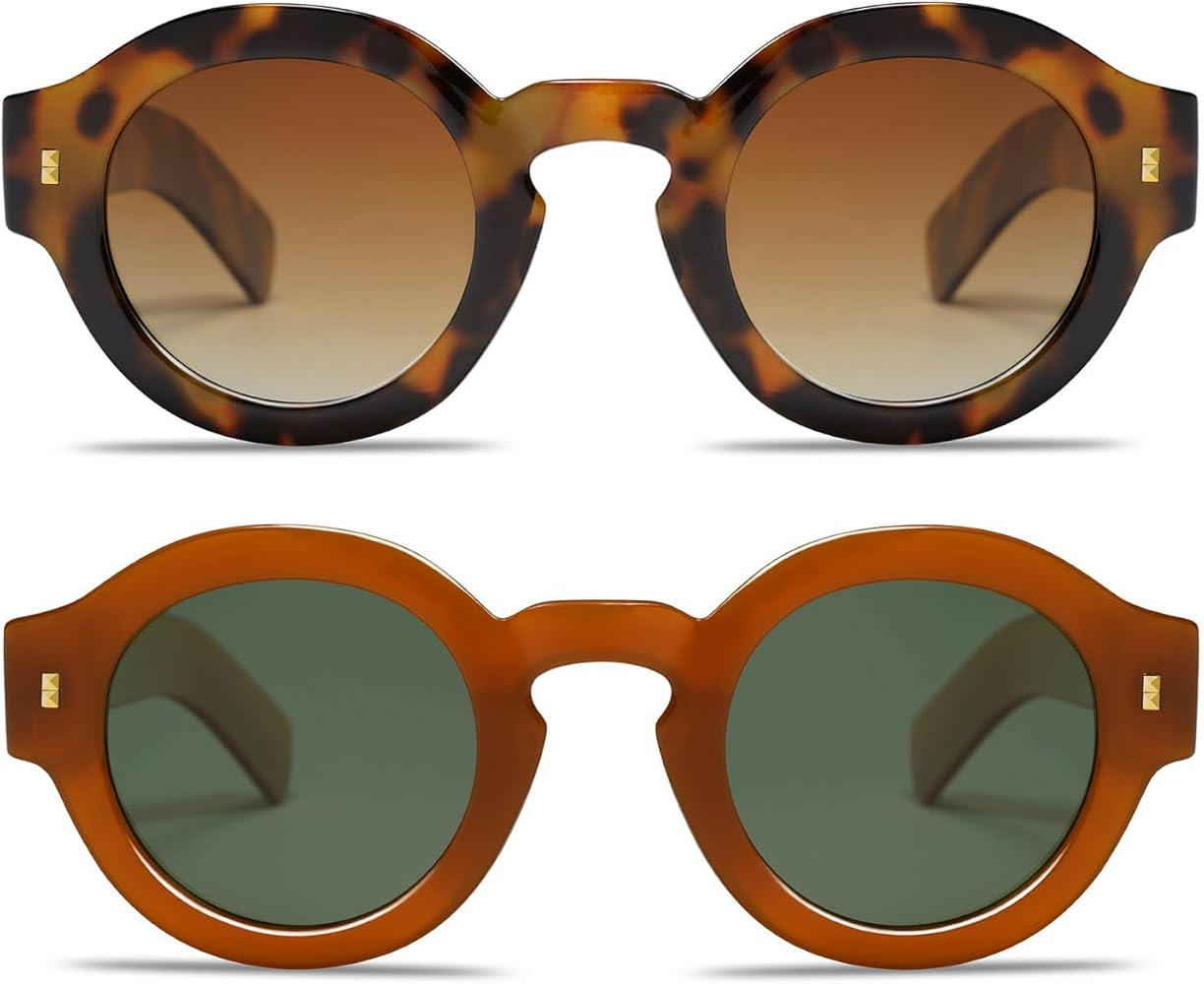 VANLINKER Vintage Round Polarized Sunglasses for Women Men Trendy Shades Retro Circle Sun Glasses... | Amazon (US)