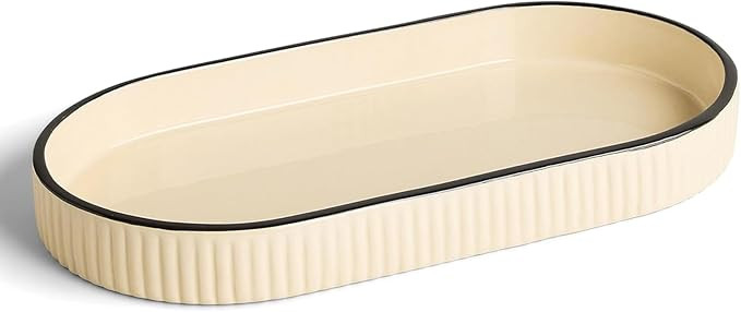 Preston Lane Signature Kitchen Ceramic Tray – Handmade in Portugal with Fluted Edges & Hand-Pai... | Amazon (US)