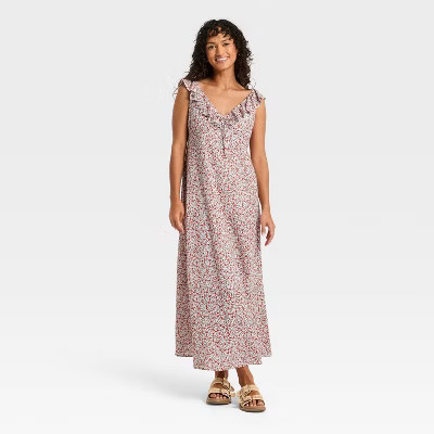 Women's Ruffle Maxi Sundress - Universal Thread™ Cream XS | Target