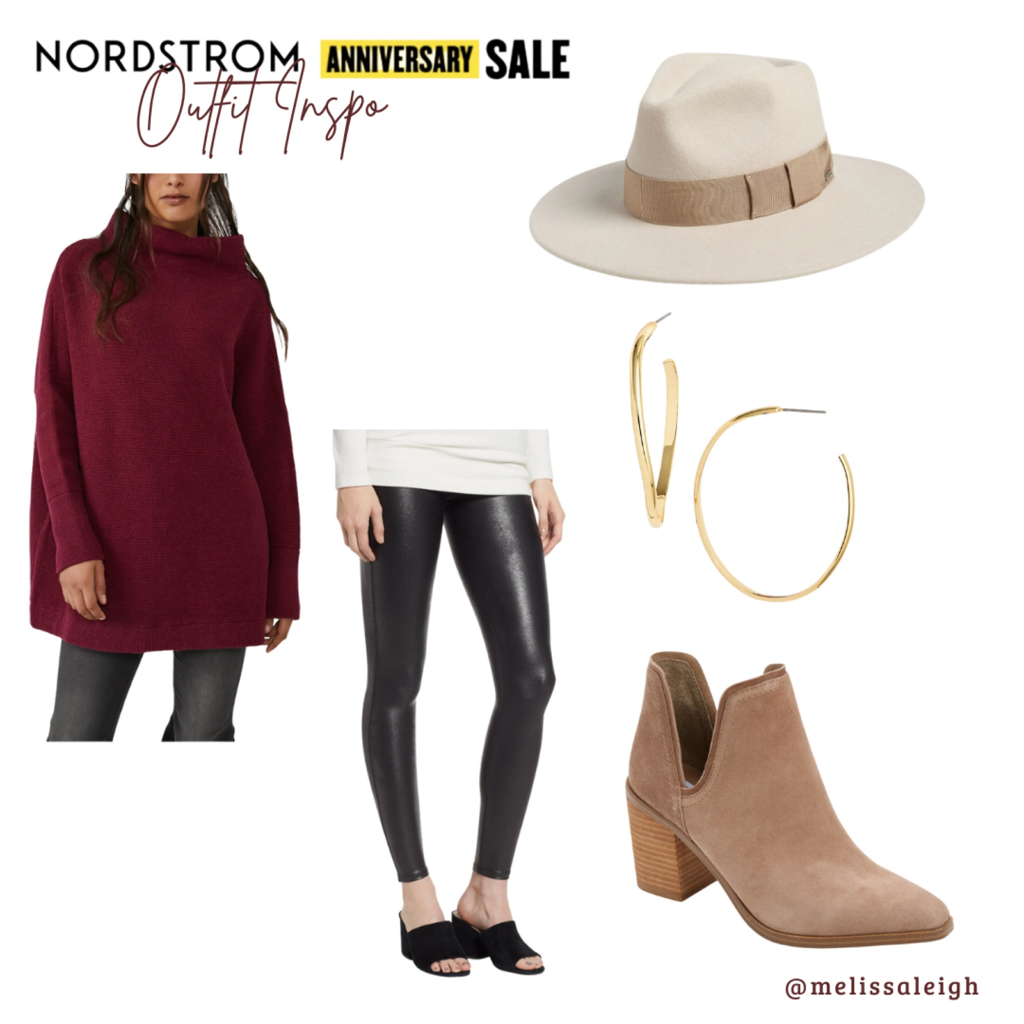 Nordstrom anniversary sale, Nordstrom, Nordstrom sale, n sale 2023, sale finds, fall fashion, fall style, staple items, oversize tunic, spanx faux leather leggings, Steve Madden booties, felt wide brim hat, gold hoop earrings 

#LTKxNSale #LTKFind #LTKSeasonal
