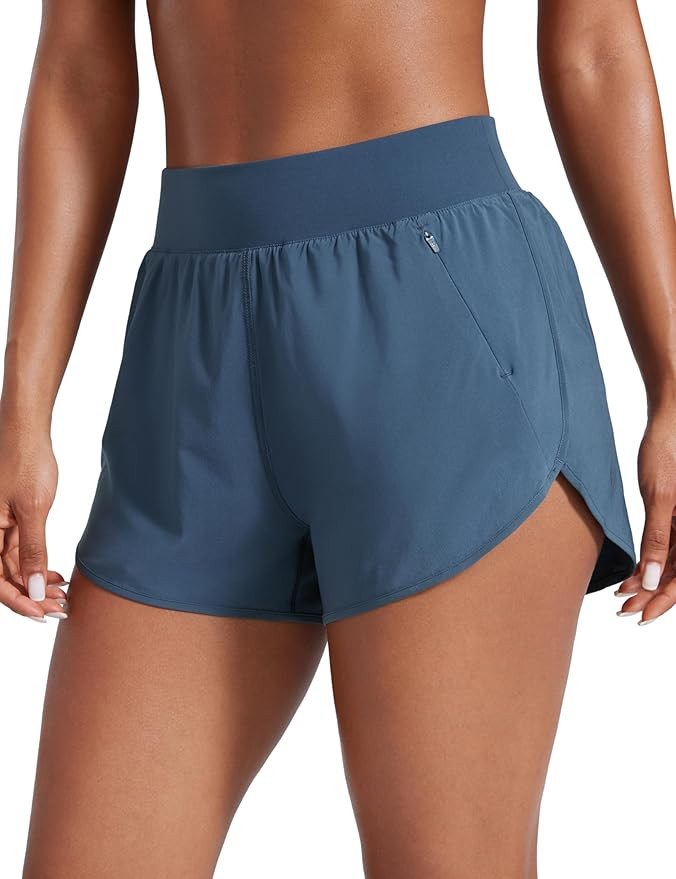 CRZ YOGA High Waisted Dolphin Shorts for Women 3” for Running Athletic Workout Gym with Zipper ... | Amazon (US)