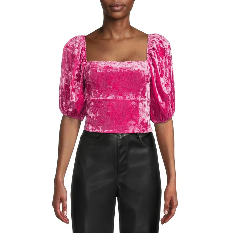 Kendall + Kylie Junior's Crushed Velvet Balloon Sleeve Top | Walmart (US)