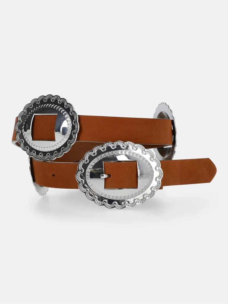 Kacey Lee Women's Leather Belt with Decorative Conchos | Walmart (US)