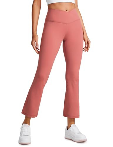 CRZ YOGA Womens Butterluxe Crossover Flare Capris Leggings 25.6" - High Waist V Cross Bootcut Lounge Casual Yoga Pants Briar Rose XX-Small | Amazon (US)
