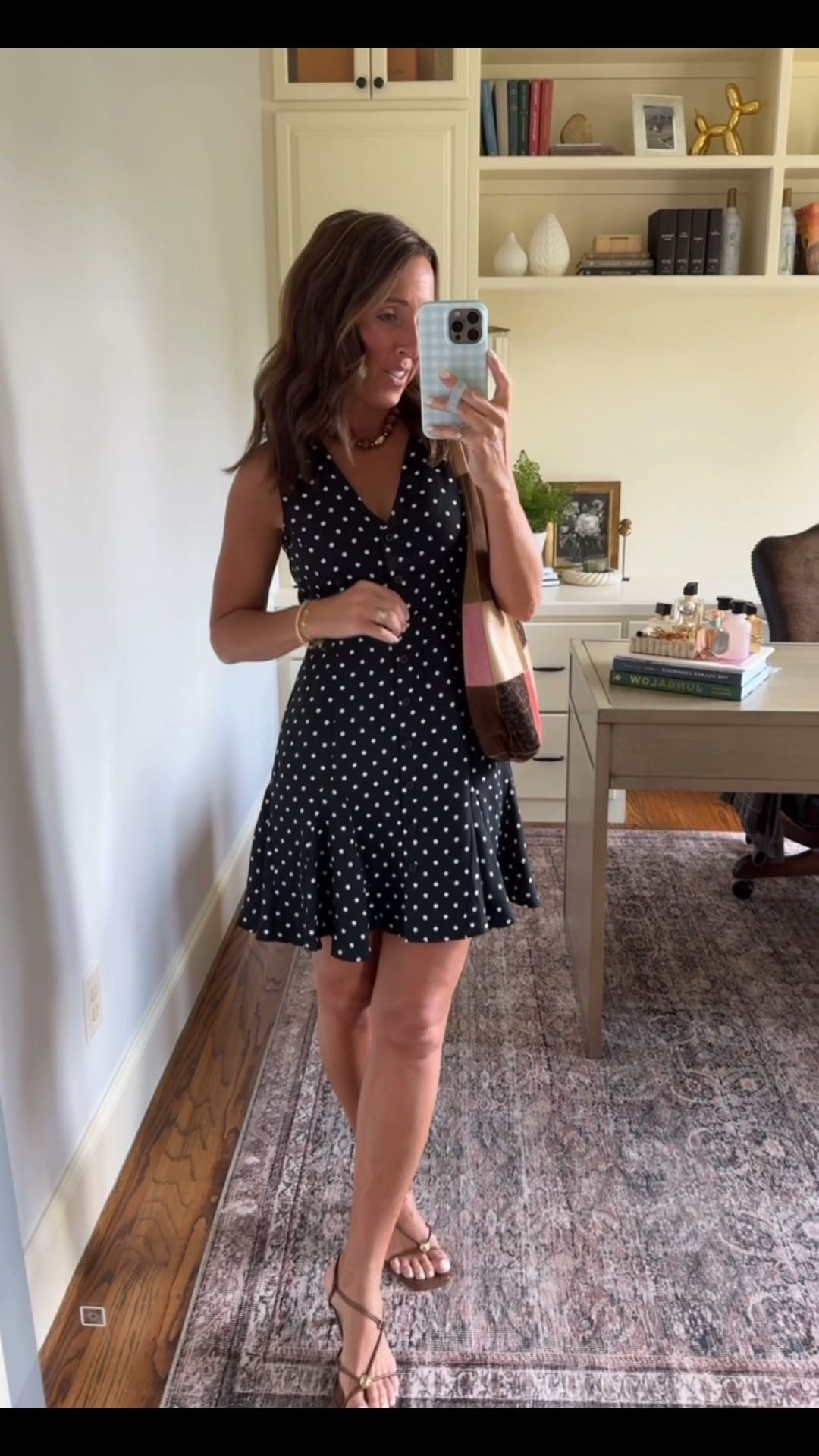 Black & white polka dot mini dress. Currently on sale. 
Size XS petite

#LTKSeasonal #LTKOver40 #LTKSaleAlert