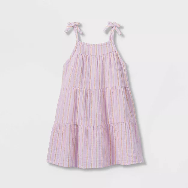 Toddler Girls' Striped Tiered Tank Top Dress - Cat & Jack™ Purple | Target