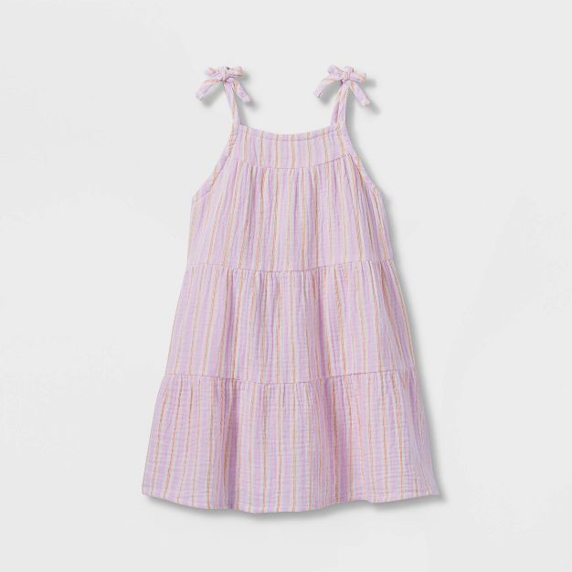 Toddler Girls' Striped Tiered Tank Top Dress - Cat & Jack™ Purple | Target