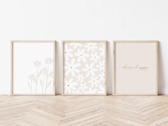 Neutral Spring Print Set Neutral Flower Print Set of Three | Etsy | Etsy (US)