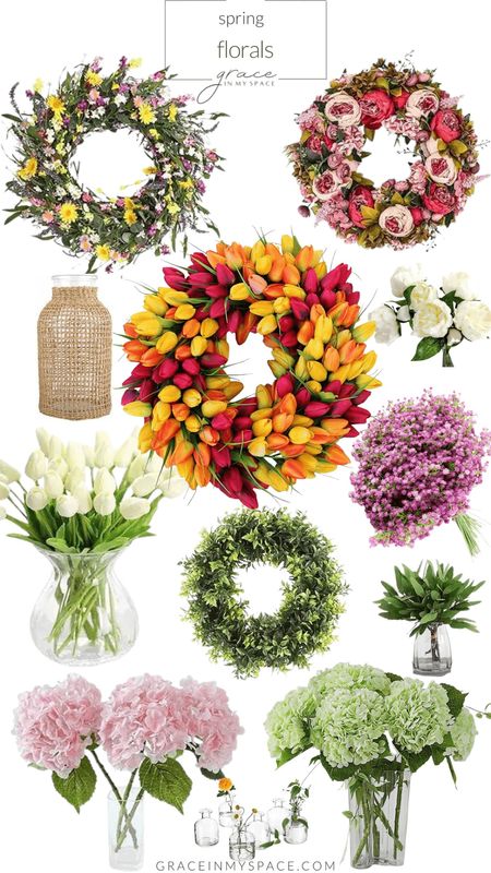 These spring wreaths and faux flowers are the perfect spring decor. #amazonhome #creator2024 #spring2024 

#LTKfindsunder100 #LTKhome #LTKSeasonal