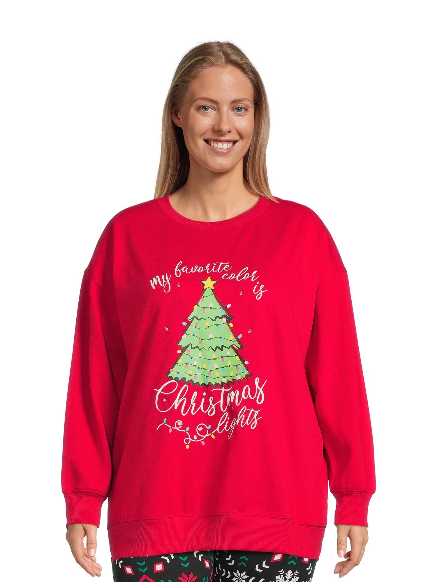 Christmas Women's Plus Size Light-Up Graphic Sweatshirt from Feeling Festive | Walmart (US)