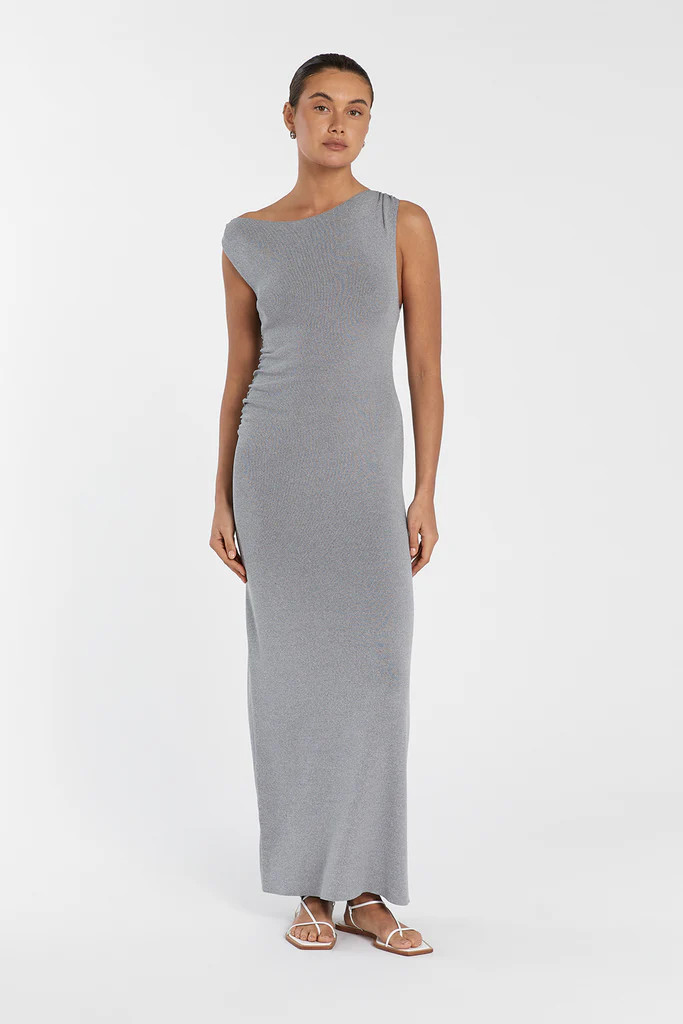 POPPY SILVER MARLE ASYM MIDI DRESS | DISSH