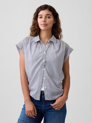 Collared Cap-Sleeve Shirt | Gap Factory