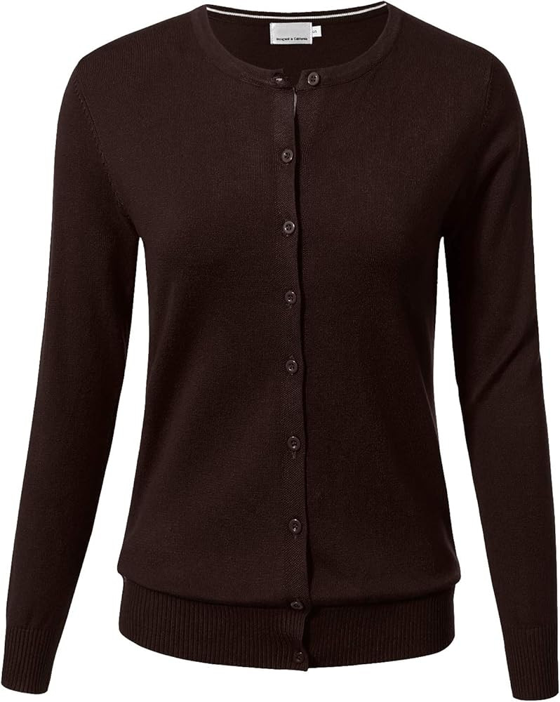 Allsense Women's Long Sleeve Button Down Crew Neck Classic Knit Cardigan Sweater | Amazon (US)