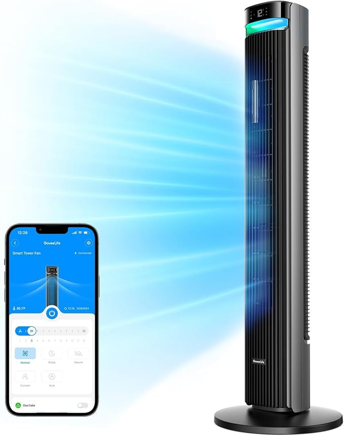 GoveeLife 42'' Tower Fan for Bedroom, Smart Floor Fans with 150° Adjustable Oscillating, APP & V... | Amazon (US)