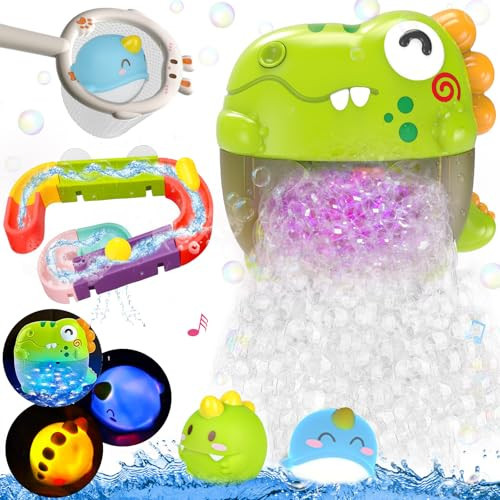 Toddler Bubbles Bath Toys, Light Up Bath Toy for Kids Age 1-3 Baby Bathtub Tub Toy Slide Track Dinosaur Bubble Machine Maker with Music Floating Animal Shower Toy Summer Outdoor Gift Boy Girl Age 2-5 | Amazon (US)