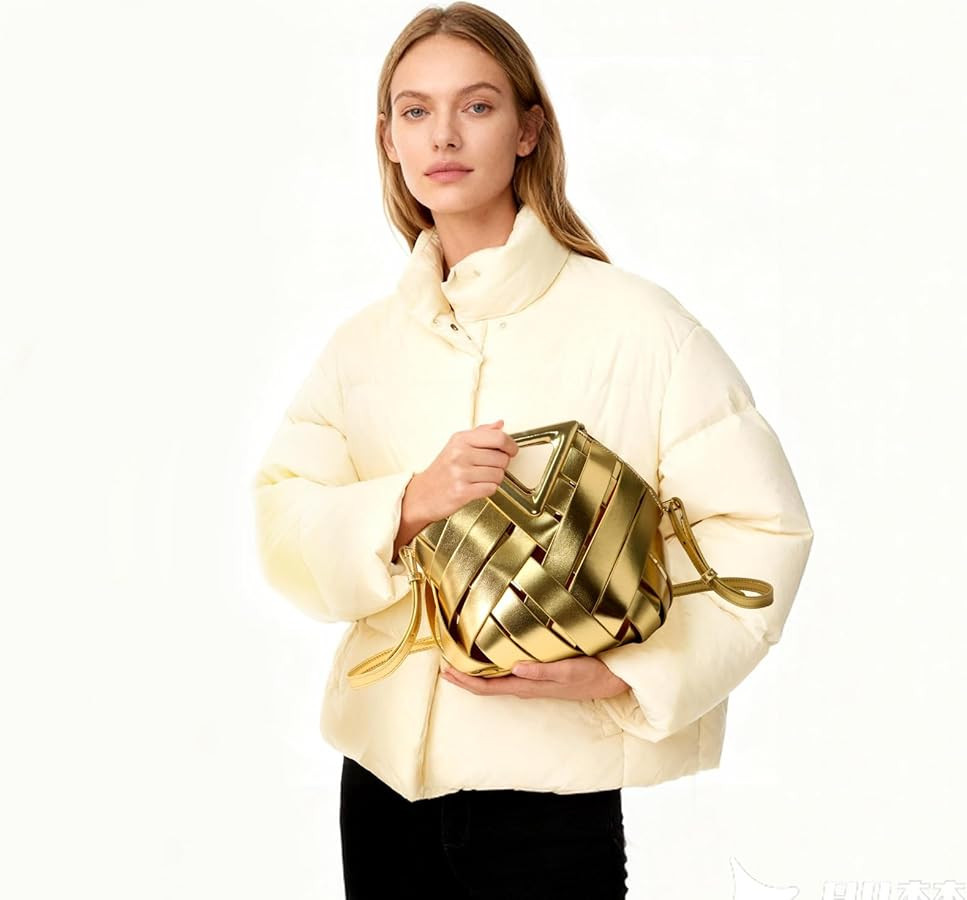 Unique Design Woven Bucket Bag for Women, Vegan Leather Tote Purse with Multi-Function Top Handle... | Amazon (US)