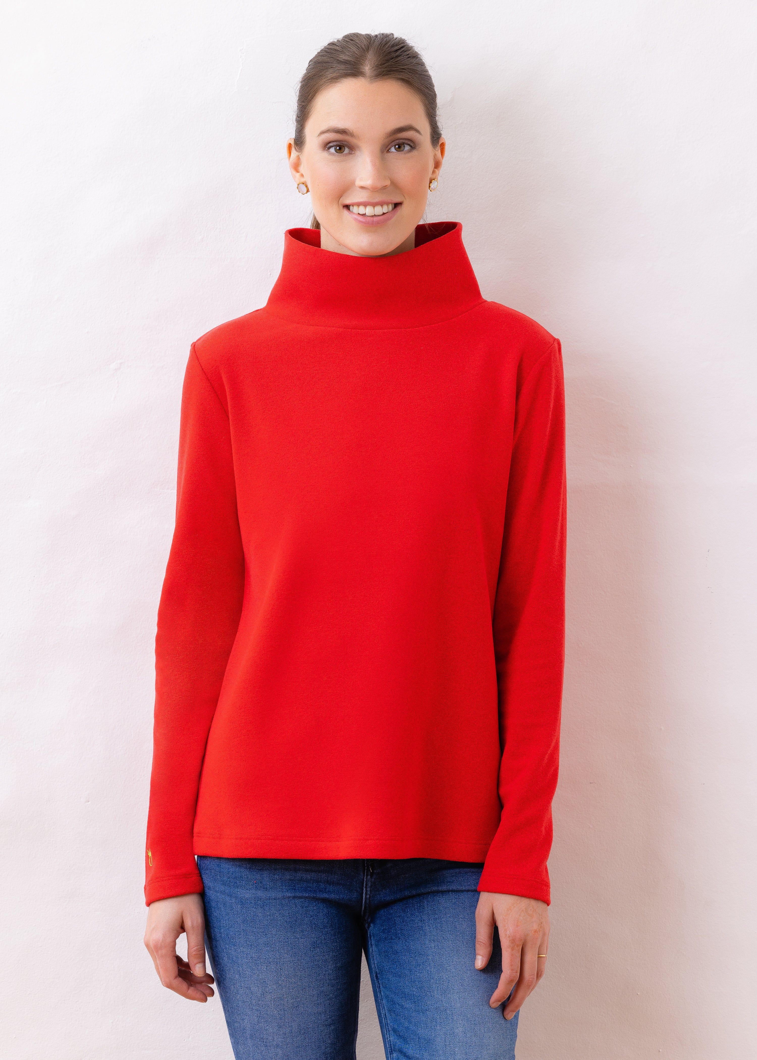 Greenpoint Turtleneck in Terry Fleece (Red) | Dudley Stephens