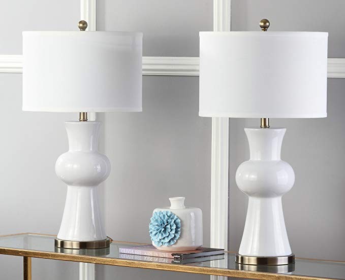 Safavieh Lighting Collection Lola Column White 30-inch Table Lamp (Set of 2) | Amazon (US)