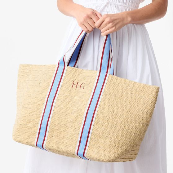 Oversized Ribbon Straw Beach Tote | Mark and Graham