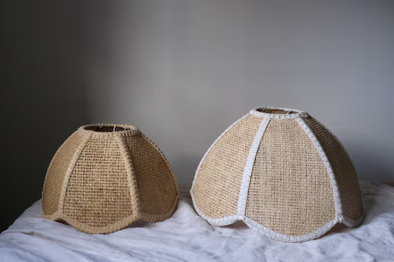 Vintage Rattan Light Shade Vintage Wicker Pendant Scalloped | Etsy | Etsy (US)