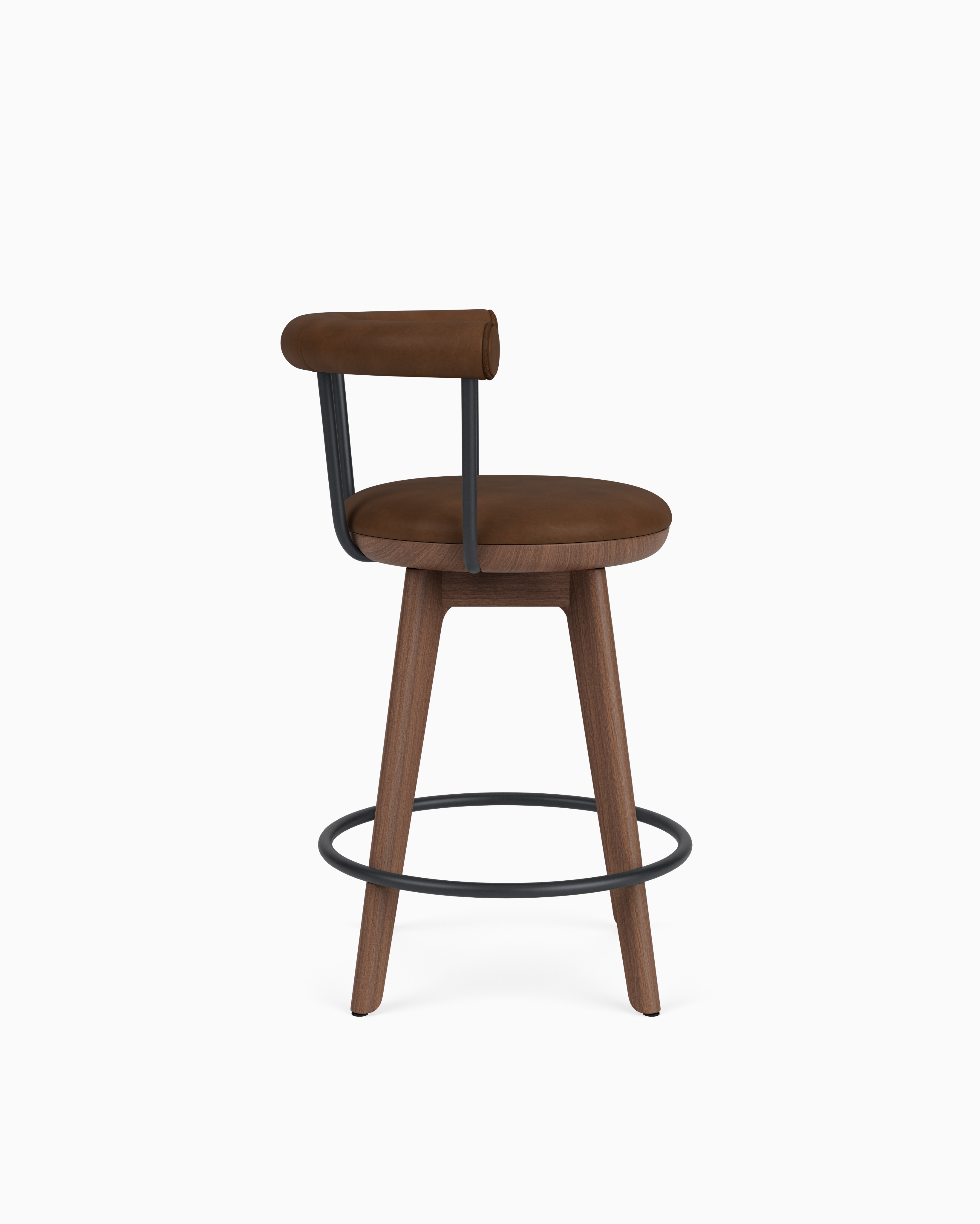 Keystone Swivel Bar Stool | Italian Leather & Solid Wood | Denver Modern