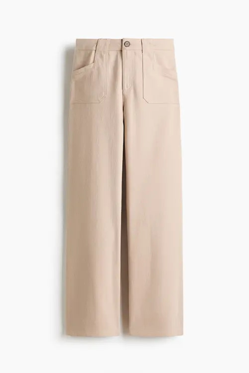 H&M Wide Twill Trousers in Beige at Nordstrom, Size 20 | Nordstrom