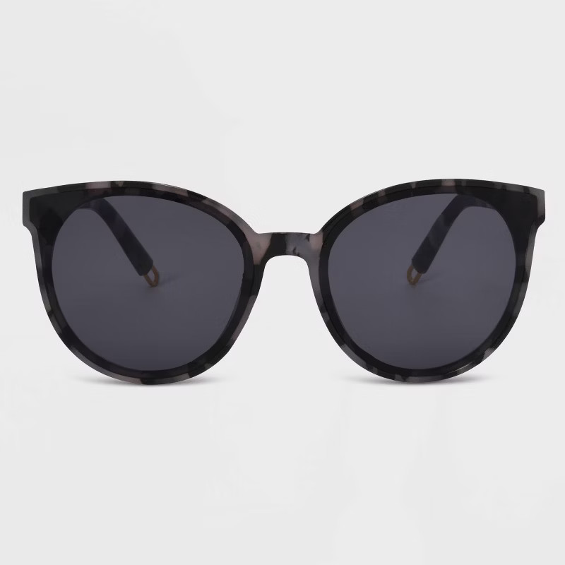 Women's Shiny Plastic Tortoise Shell Round Sunglasses - Universal Thread™ Gray | Target