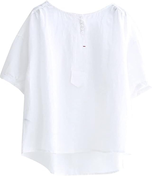 Minibee Women's Hi-Low Tunics Blouse Loose Cotton Linen Shirt for Women Tops | Amazon (US)