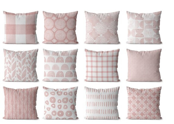 Boho Pink Pillow Covers Indoor/outdoor Decor Pink and White | Etsy | Etsy (US)