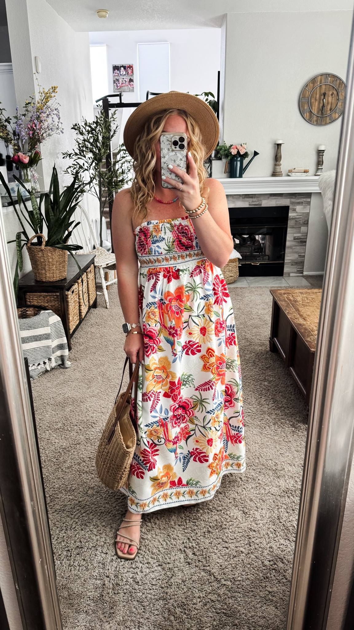 Beach vacation outfits — floral maxi sun dress with a straw handbag, sun hat, and sandals. Fits tts, petite friendly 







vacation outfits, tropical outfits, beach outfits, beach clothes, resort wear 2026, summer outfits, beach vacation outfit, travel outfit, sun dress, maxi dresses summer, floral summer dress, beach dresses 

#LTKPetite #LTKSwim #LTKTravel