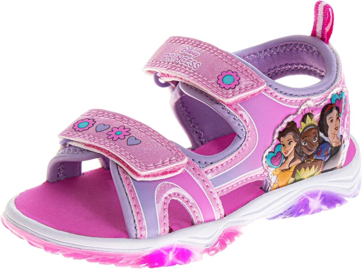 Disney Character Girls Princess Ariel Moana Stitch Minnie Mouse Frozen LED Light Up Sandal Outdoo... | Amazon (US)