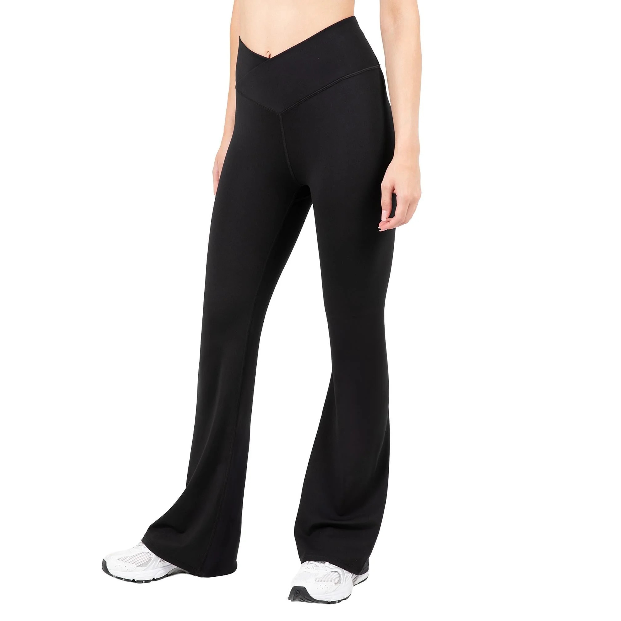 YITTY Active Women's Ultraluxe Crossover Kick Flare High Waist Legging, Athleisure, 4-Way-Stretch, Moonlight Mauve, M, Petite | 28" Inseam | Walmart (US)