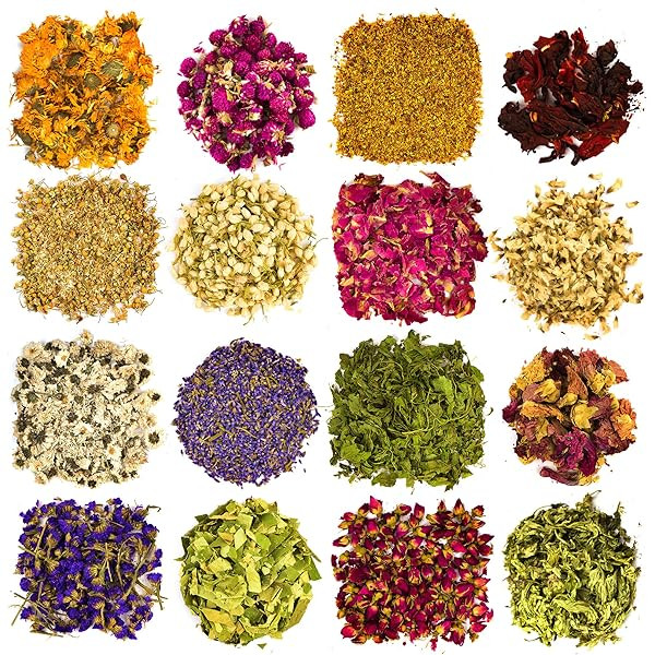 20 Bag - Dried Flowers, Natural Dried Flower Herbs Kit for Bath, Soap Making, Candle Making - Inc... | Amazon (US)