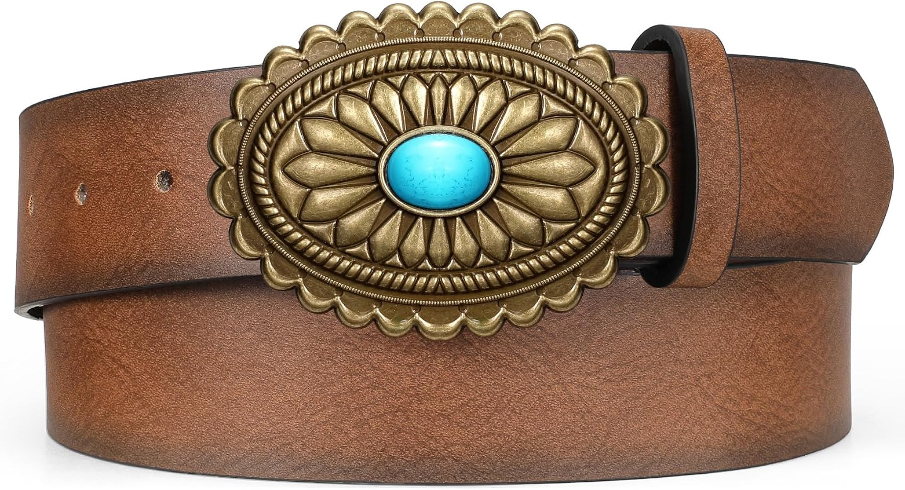 XZQTIVE Women Western Leather Belt Vintage Country Belts For Cowgirl Jeans Dresses Ladies Concho ... | Amazon (US)