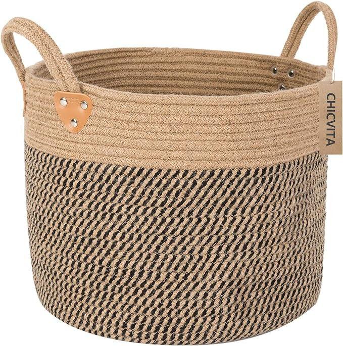 CHICVITA Wicker Laundry Basket With Handles, Storage Baskets for Decor, Rope Basket for Blankets,... | Amazon (US)