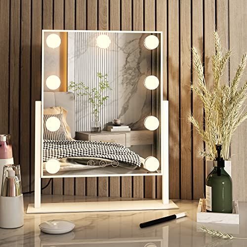 Hollywood Vanity Mirror with Light,Tabletop Makeup Mirror with 9 LED Lights Smart Touch Control 3... | Amazon (US)