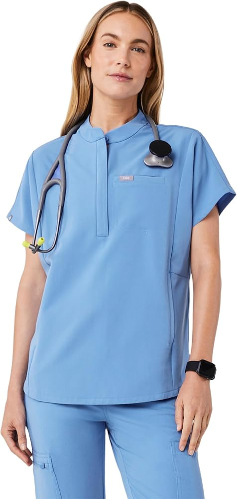 FIGS Montex Scrub Top for Women — Relaxed Fit, Mock Neck, 2 Pockets, Anti-Winkle, 4-Way Stretch | Amazon (US)