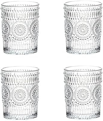LOYUYU Set of 4, Romantic Water Glasses, 9.5 oz Premium Drinking Glasses Tumblers, Vintage Glassw... | Amazon (US)