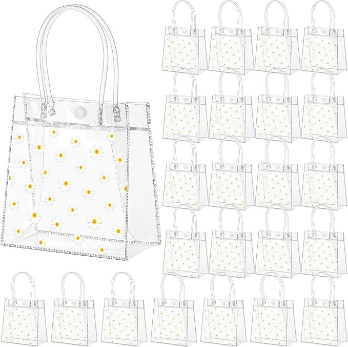Aliceset 24 Pcs Daisy Clear PVC Gift Bags with Handle, Cute Flower Transparent Goodie Bag, Reusab... | Amazon (US)