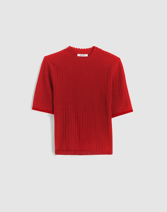 Pointelle-Stitch Mockneck Sweater Tee | Madewell