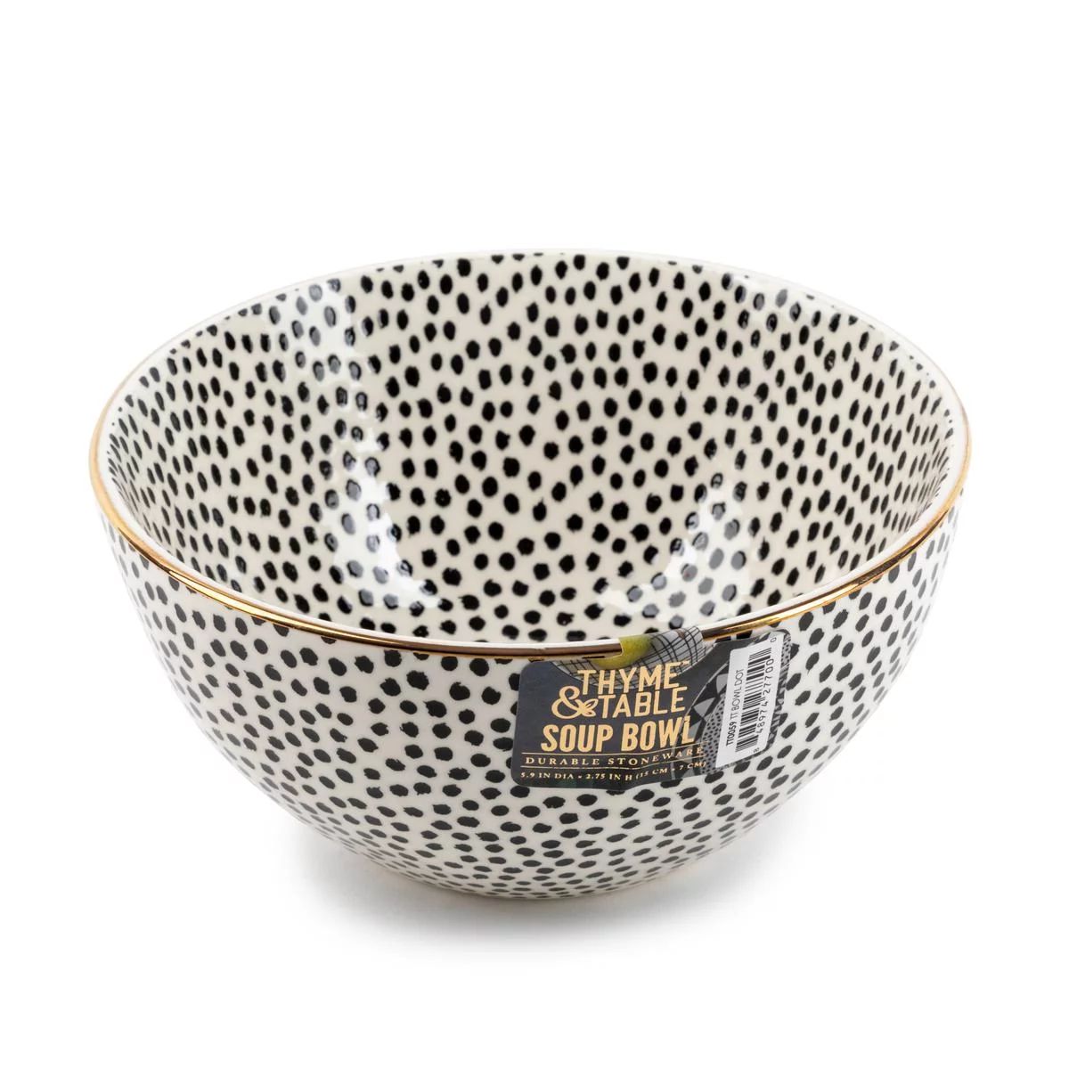 Thyme & Table Dinnerware Black & White Dot Stoneware Round Bowl | Walmart (US)