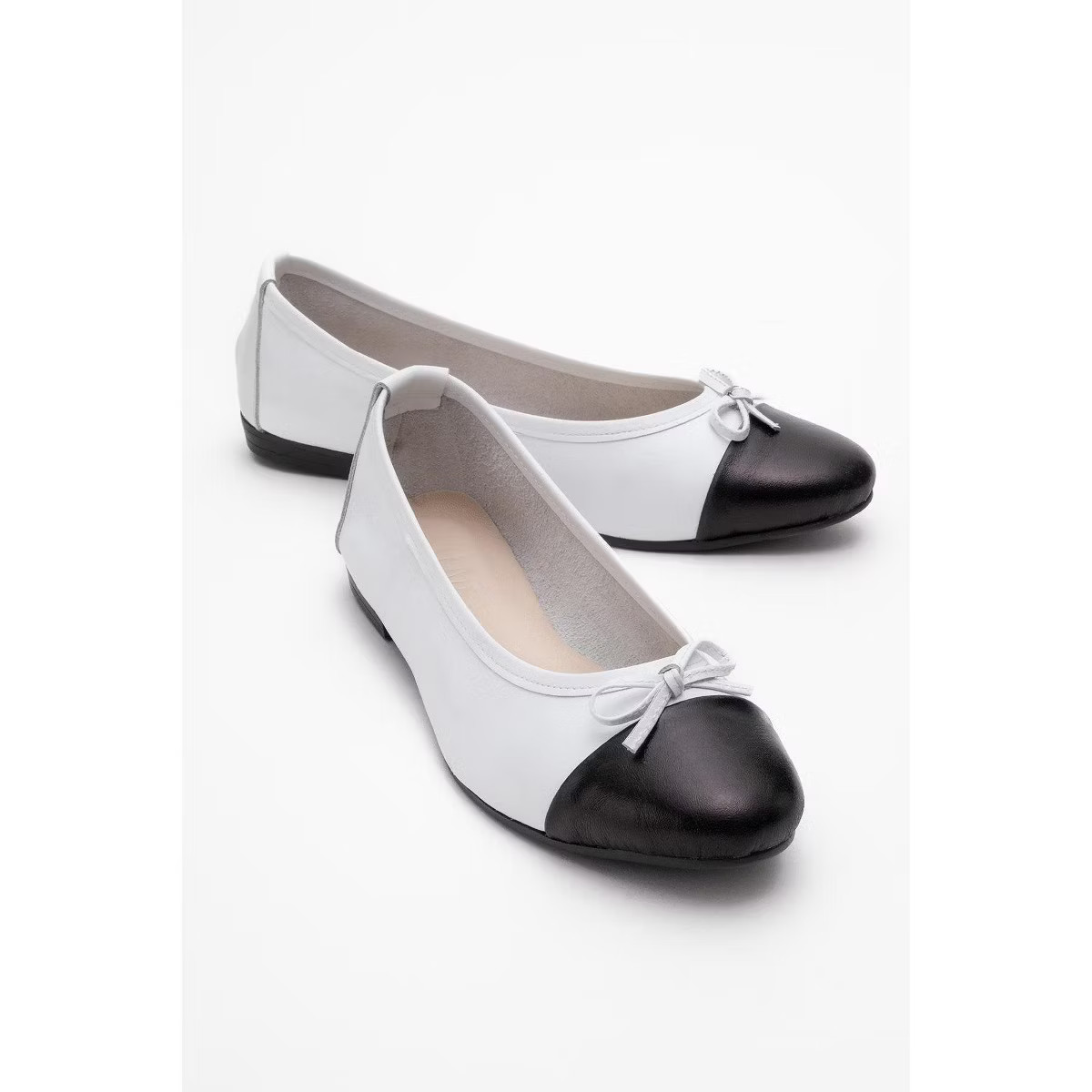 Jens - White Toe Cap Leather Ballet Flats (Women) | Forever & Always Shoes | Target