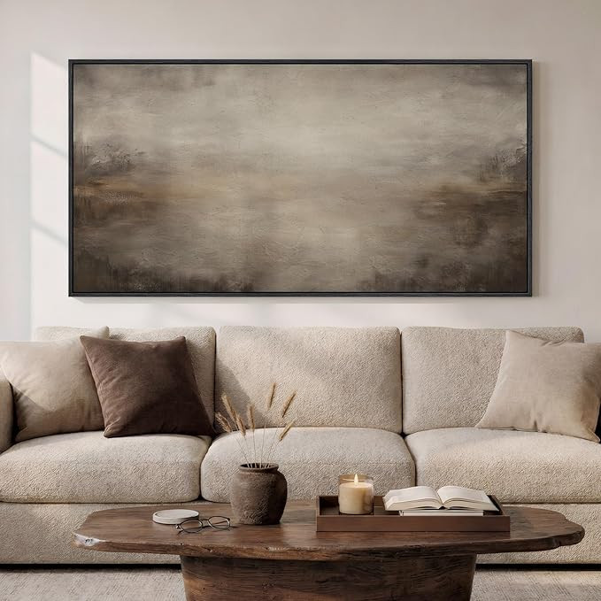 Large Framed Abstract Wall Art for Living Room, Horizontal Brown Modern Canvas Prints Paintings A... | Amazon (US)