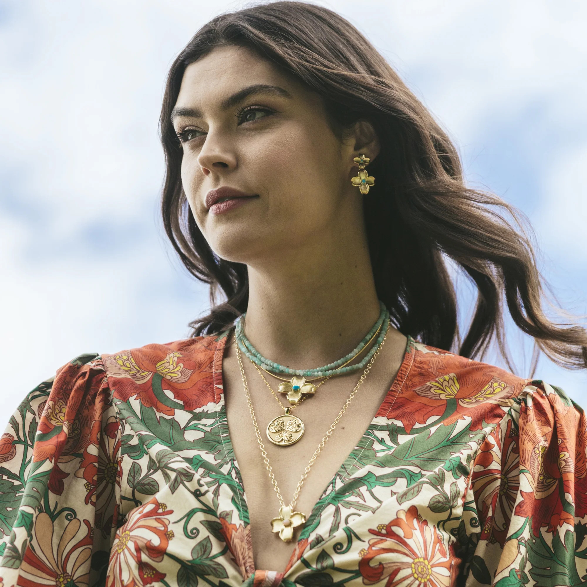 JOY Dogwood Flower Pendant with Pink Opal Stone | Jane Win