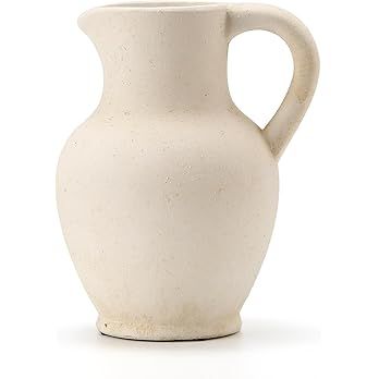 SIDUCAL Ceramic Rustic Farmhouse Vase with Handle, Terracotta Vase, Minimalist Decorative Vases f... | Amazon (US)