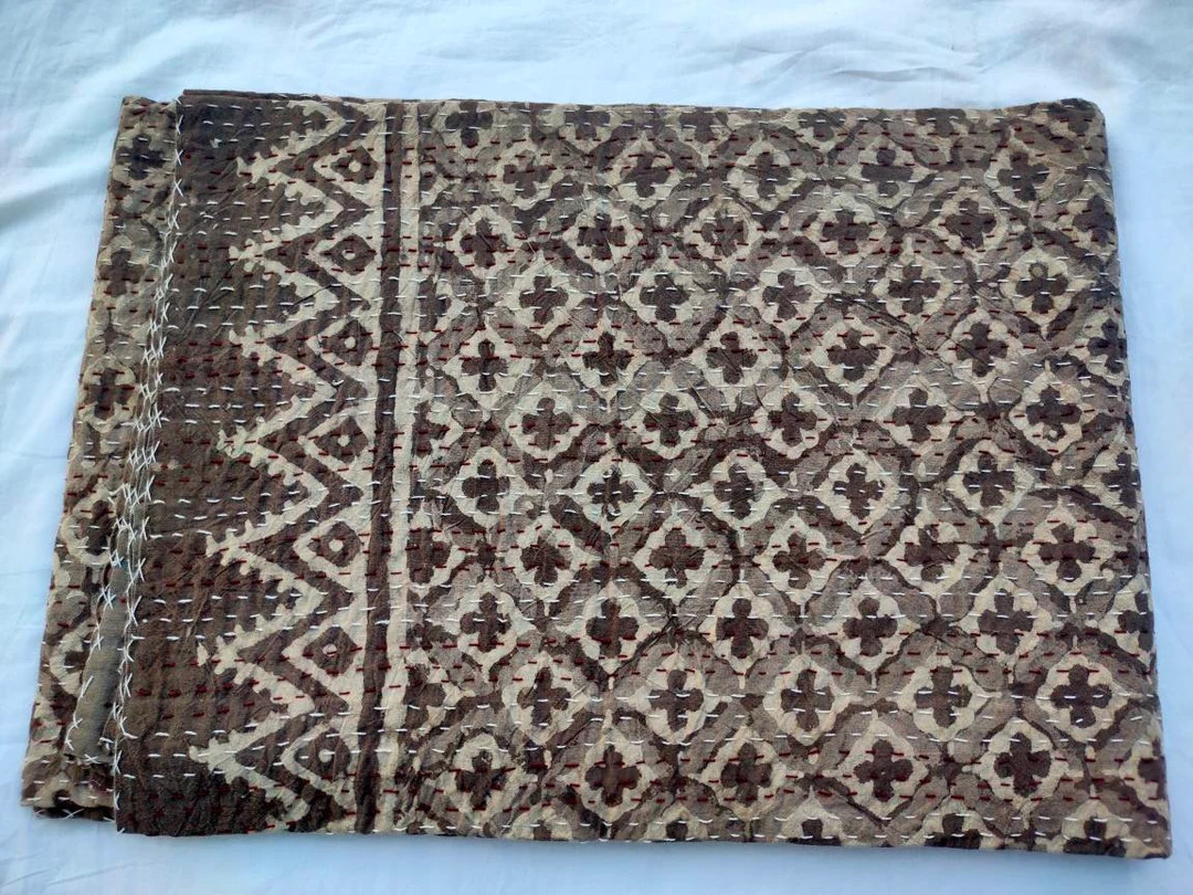 Indian Kantha Throw, Indian Cotton Kantha Quilts,Kantha Bedspread , 100% cotton, Handblock Kantha... | Etsy (US)