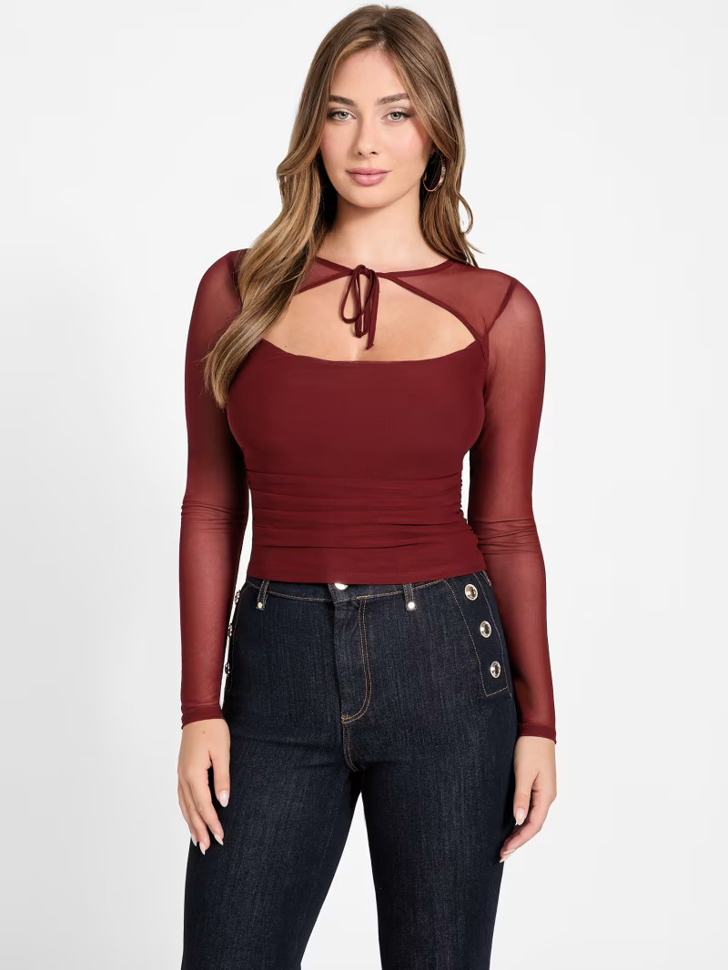 Eco Lauryn Tied Mesh Top | GUESS® Official Website | Guess (US)