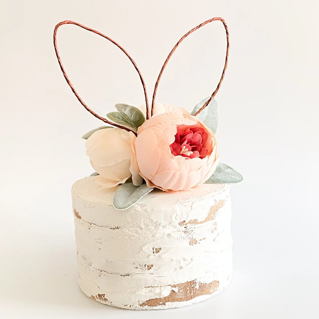 Peony Bunny Ears Cake Topper : Spring Cake Topper, Easter | Etsy (US)