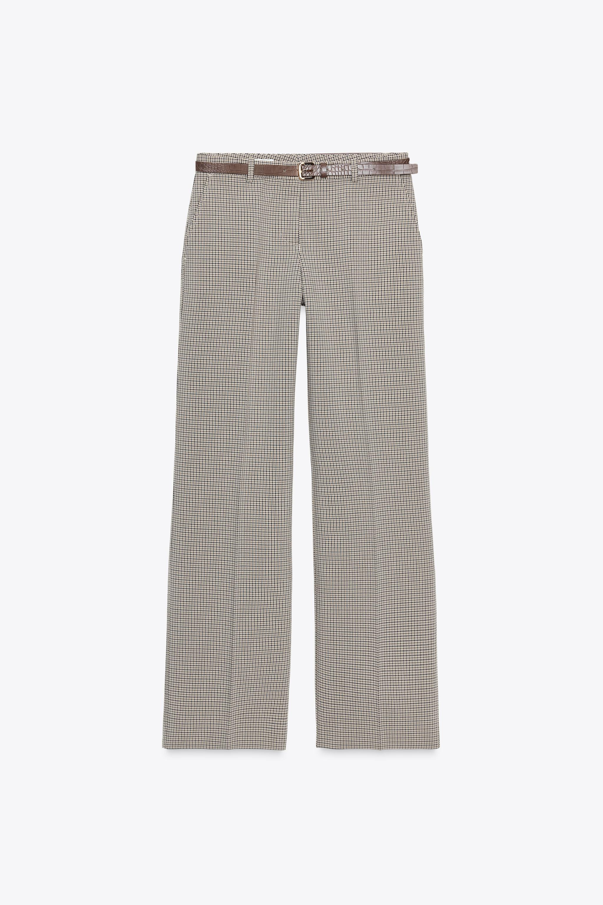 CHECK TROUSERS WITH BELT | Zara US